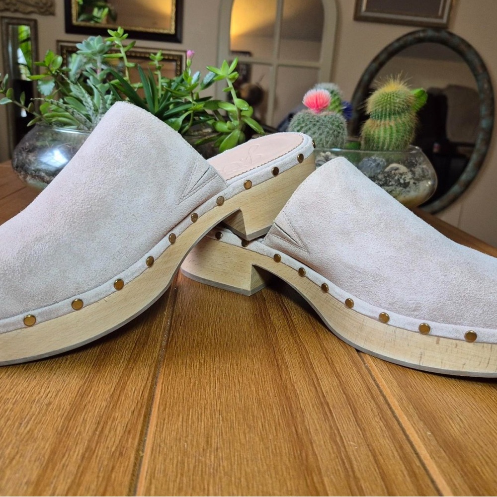 J. Crew Dakota Suede Clogs with Wooden Sole